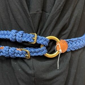 Ralph Lauren RL67 Braided Blue Belt with Gold Accents